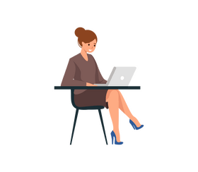 Girl sitting with laptop clipart