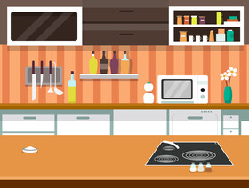 Kitchen interior vector