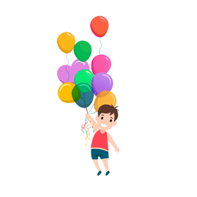 Child boy with balloons clipart