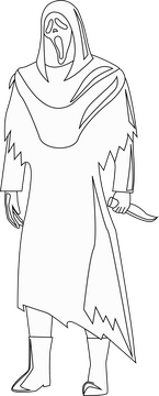 Ghost face black and white clipart
