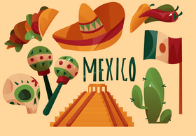 Mexico icon set vector