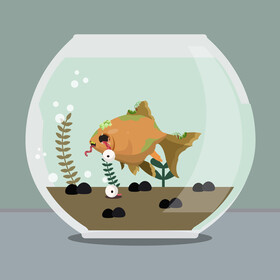 Zombie fish in aquarium vector