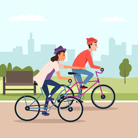 Couple bicycle vector