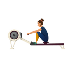 Gym woman rowing machine clipart