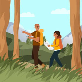 Couple hiking vector