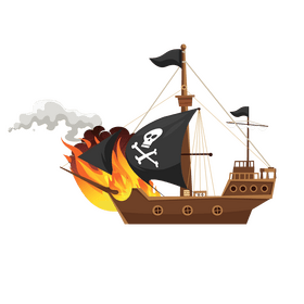 Burning ship clipart