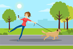 Dog running away vector