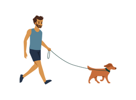 Man walking a dog clipart