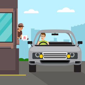 Drive thru car vector