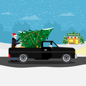 Man buying a christmas tree vector
