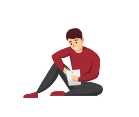 Man playing a gadget clipart