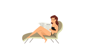 Woman reading news clipart