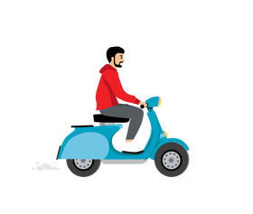 Man riding a motorcycle clipart
