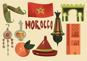 Morocco icon set vector