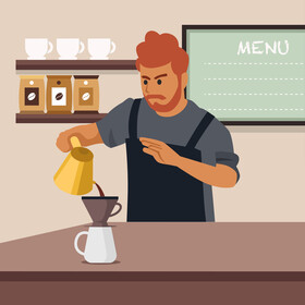 Barista making a coffee vector