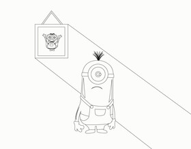 Kevin minion drawing black and white vector