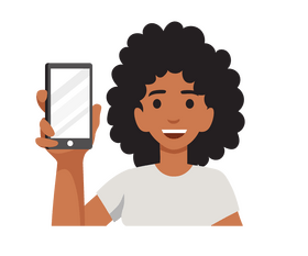 Woman showing phone clipart