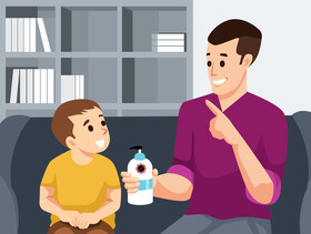 Father explains coronavirus to his son vector