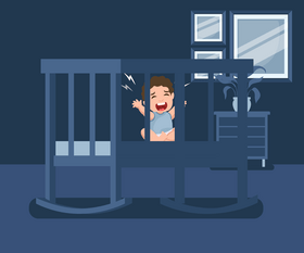 Crying baby at night vector