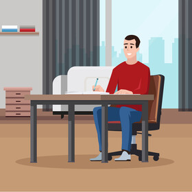 Man work from home vector