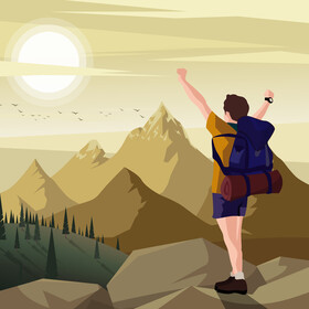 Man hiking vector
