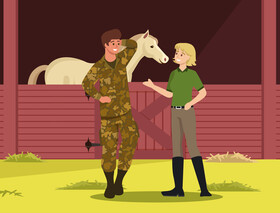 Soldier with his girlfriend illustration vector