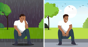Man with different mood vector