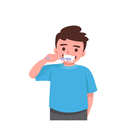 Boy brushing teeth clipart