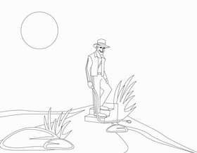 Indiana Jones drawing black and white vector