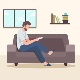 Man stay home illustration vector