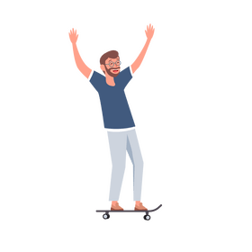 Happy man on skate clipart