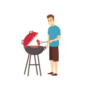 Man cooking steak clipart