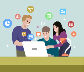 Team meeting illustration vector