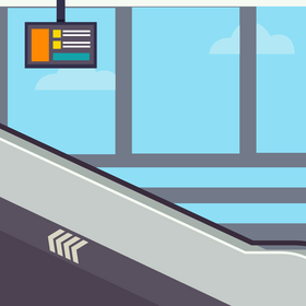 Airport escalator illustration vector