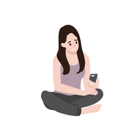 Girl holding a smartphone clipart