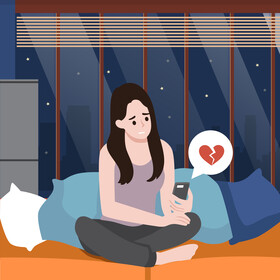 Heart broken girl illustration vector