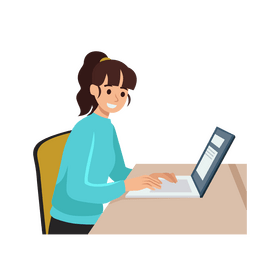 Woman working on laptop clipart