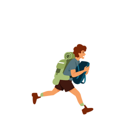 Boy running late at train station clipart