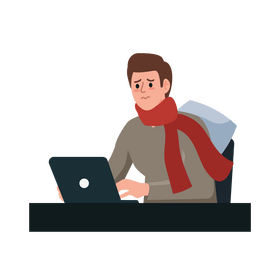 Overworked man on laptop clipart