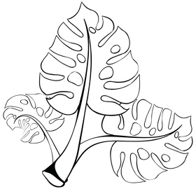 Free leaves black and white clipart