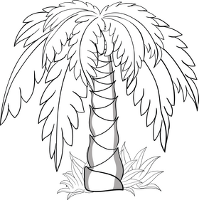 Cute palm tree black and white clipart