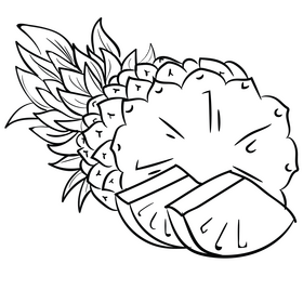 Pineapple black and white clipart