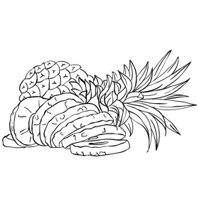 Pineapple fruit black and white clipart