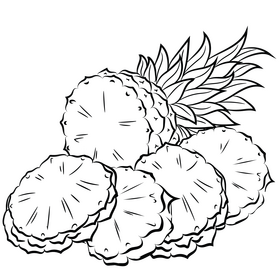 Pineapple slices black and white clipart
