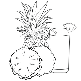 Pineapple juice black and white clipart