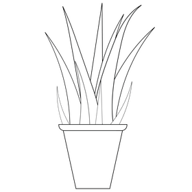 Potted plant flower black and white clipart