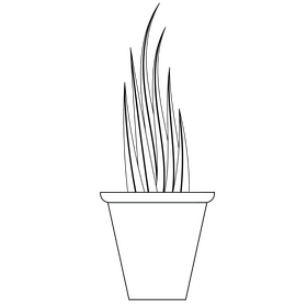 Potted plant flower black and white clipart