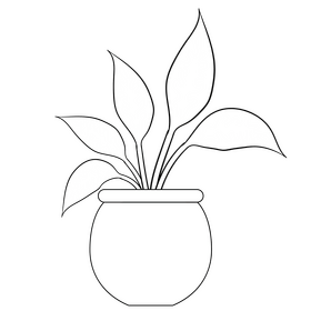 Plant in pot black and white clipart