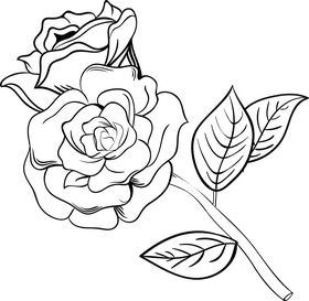Cute rose black and white clipart