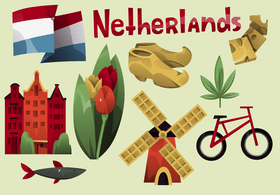 Netherlands icon set vector